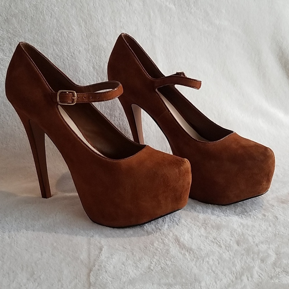 Halston Suede Platform Stilettos
